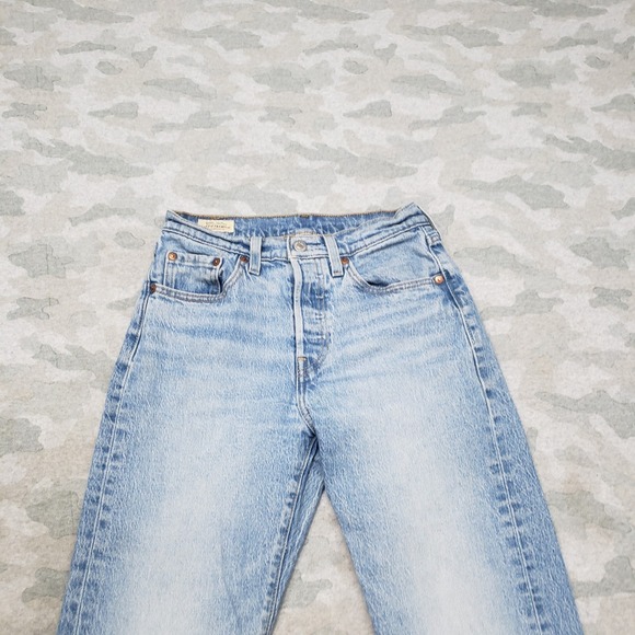 Levi's 501 Jeans Womens 25x28 Blue Premium Button Fly Straight Leg Denim - Picture 2 of 11
